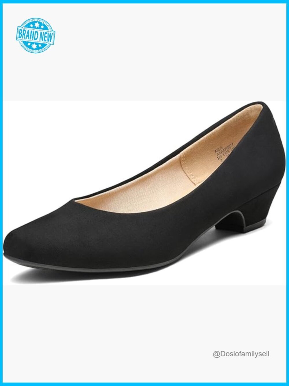 Low Chunky Heel Pump Shoes - Round Toe Slip On Comfortable